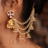 Moti Jhumka Kaan Chain (3-layers) Pair