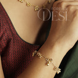 Moti Ghugri Bracelet and kaan chain Dual-wear (2pcs)