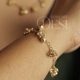Moti Ghugri Bracelet and kaan chain Dual-wear (2pcs)