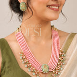 Gulabi Meenakari Necklace