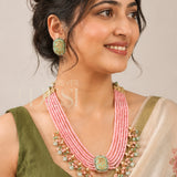Gulabi Meenakari Necklace
