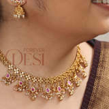 Tanishka Premium-Cut Crystal Choker Set