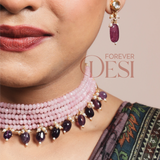 Pink Ratna Gemstone Choker Set