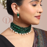 Natural Green Jade Onyx Choker Set