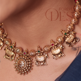 Kamdhenu cow and calf Necklace Set