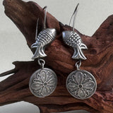 Fish Drop Oxidized Earrings